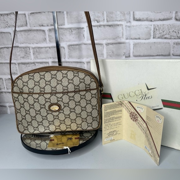 Gucci Handbags - Gucci GG Plus Crossbody Shoulder Bag PVC Leather
with box & Gucci Plus COA Card